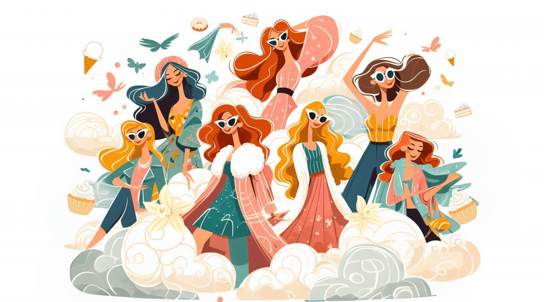 group of happy women in clouds of vanilla