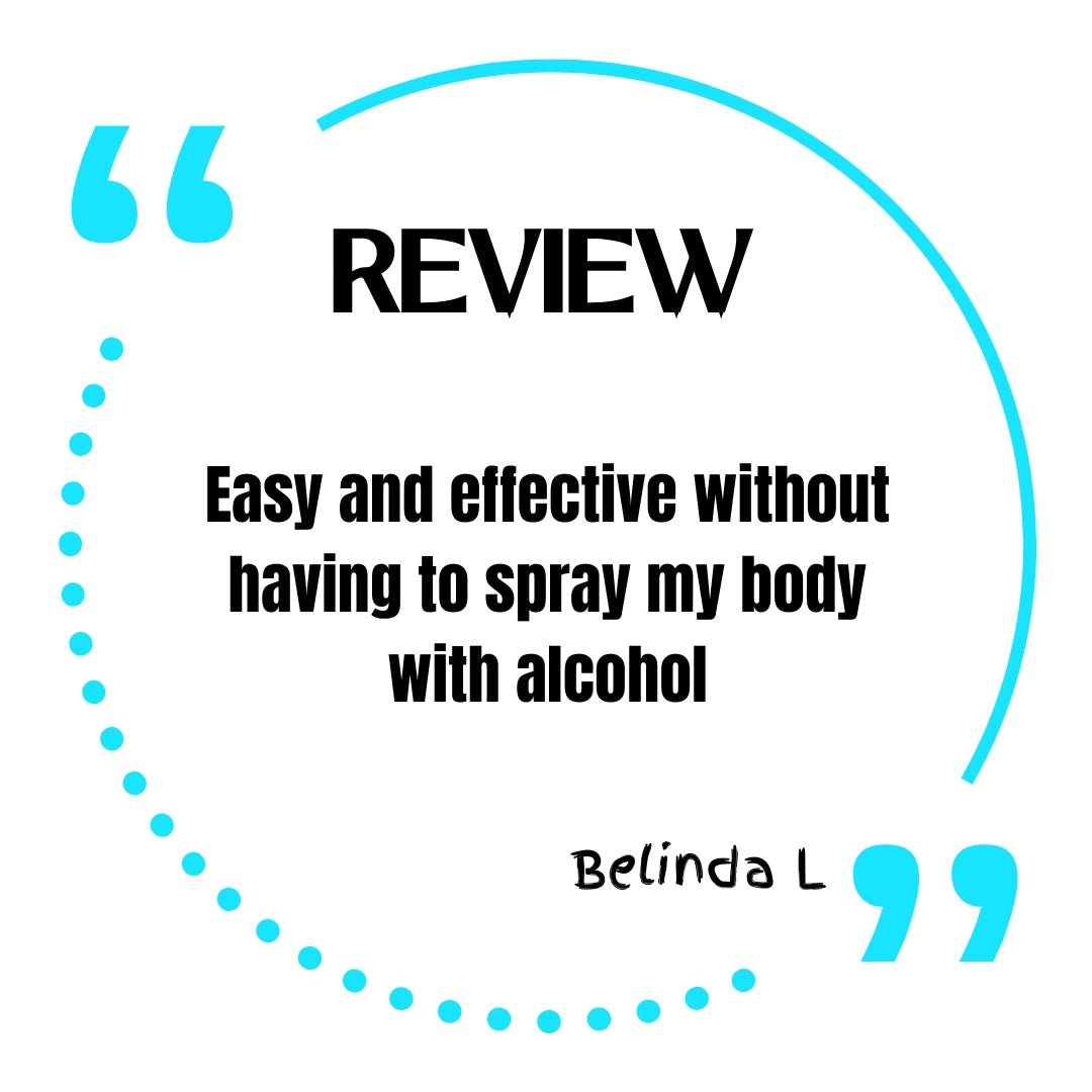 review. Easy and effective without having to spray my body with alcohol. Belinda L