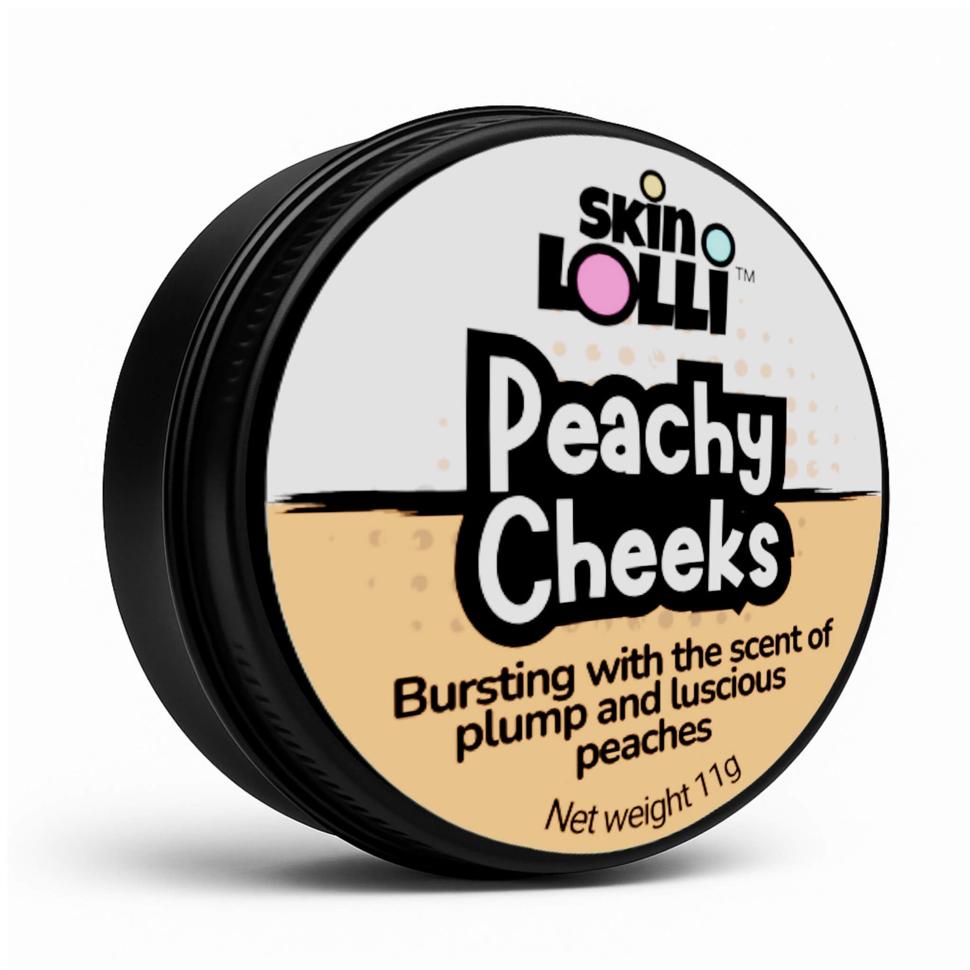 tin of Skin Lolli Peachy Cheeks product on a white background