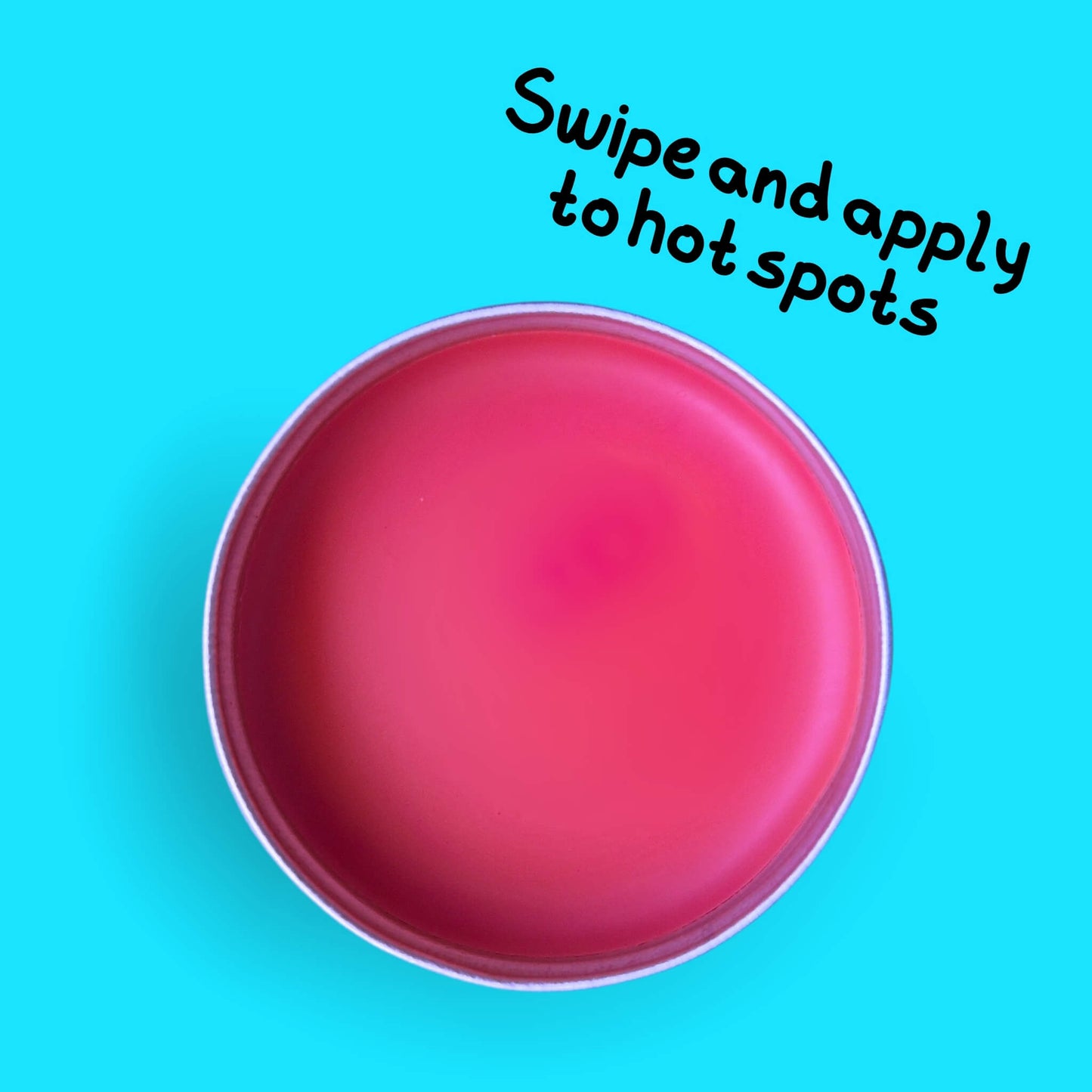 open tin of raspberry rizz swipe-on scent with text that reads, swipe and apply to hot spots